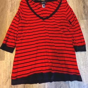 Torrid red and black striped top